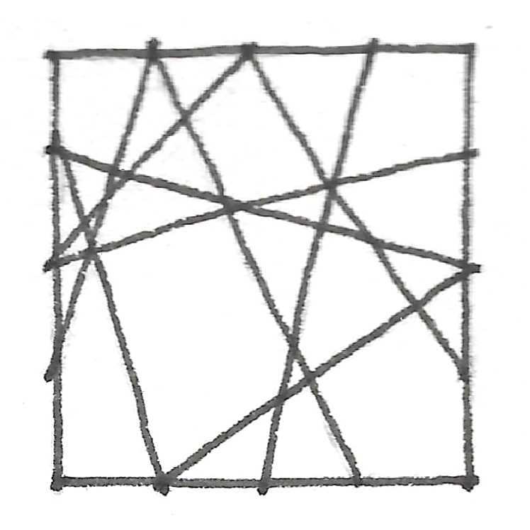Diagonal simple lines in a visual compostion drawing