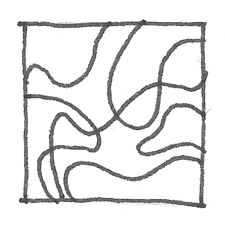 Organic lines in a simple visual composition drawing