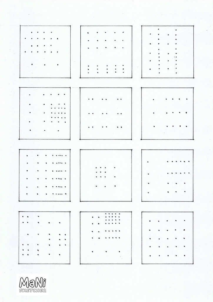 Diferent compositions with points grid