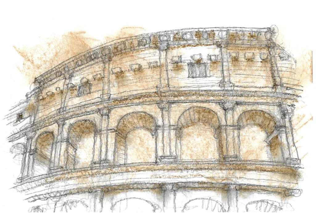 architecture illustration of Colosseum in Rome