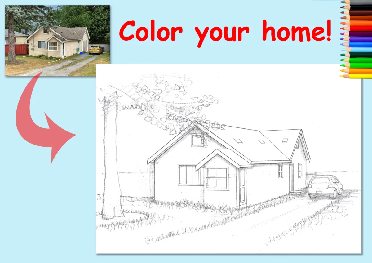 coloring page of your house - online service