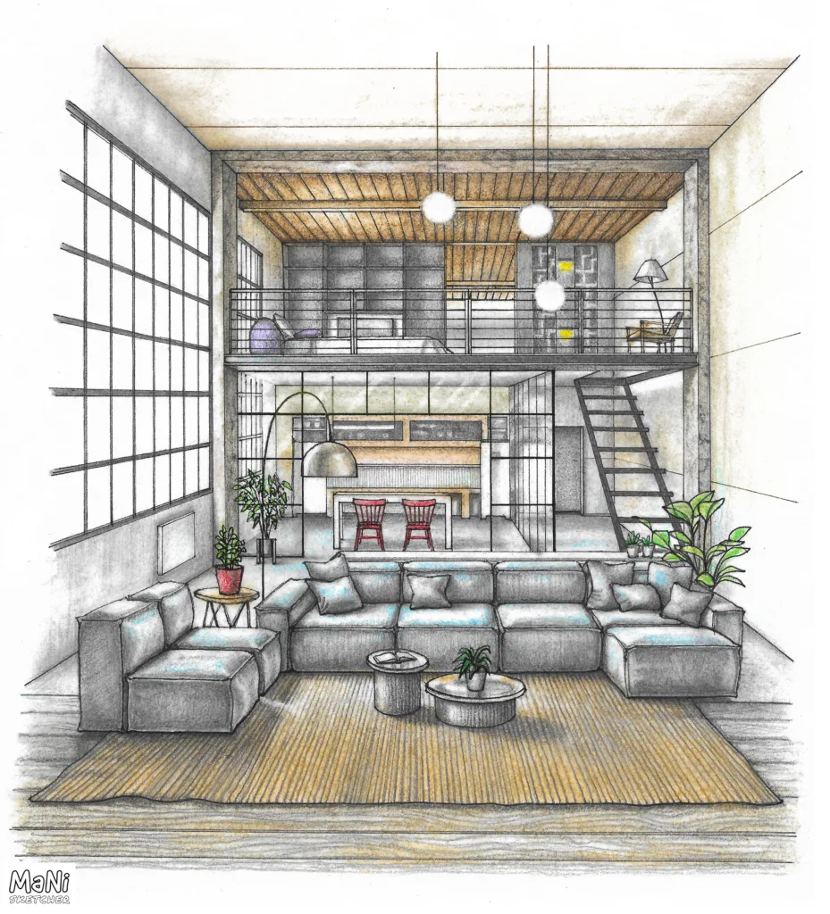 interior design hand drawn illustration