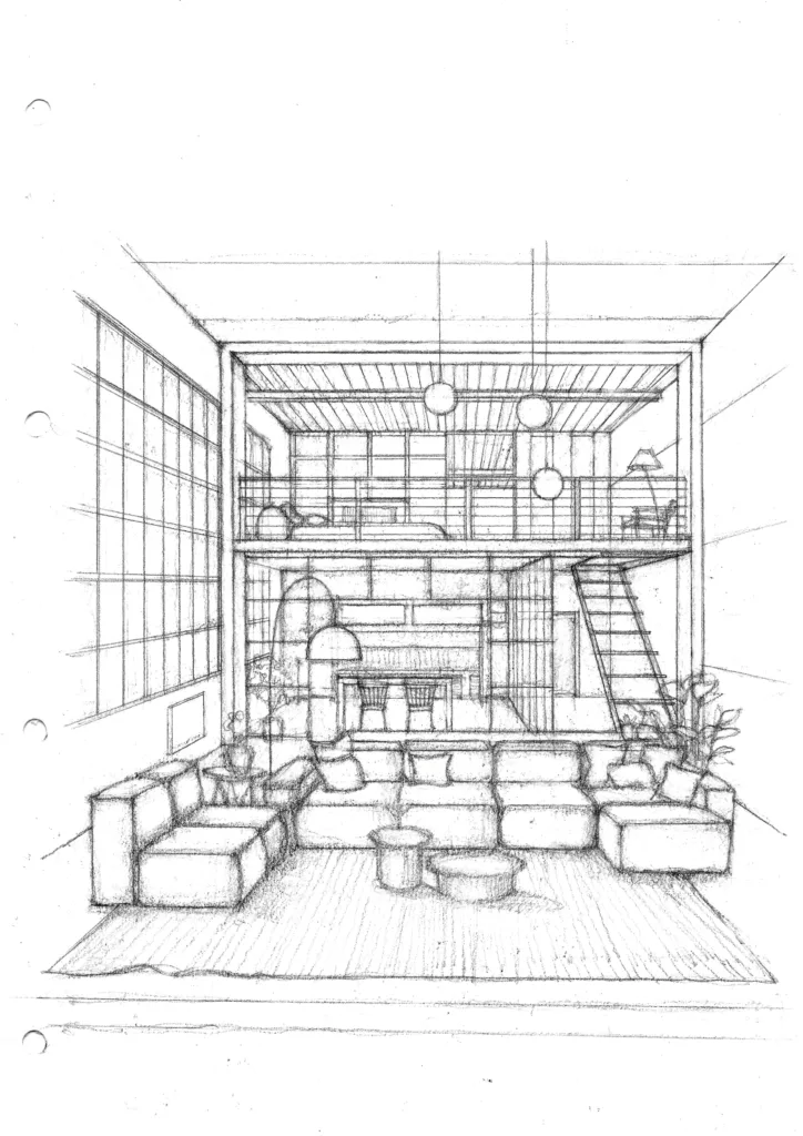 interior design illustration of a loft

