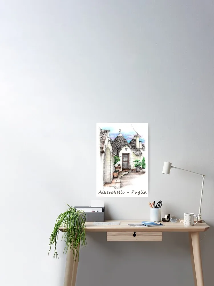 Calamita Frigorifero Alberobello Puglia – Souvenir Viaggio Italia, Dipinta A Mano, 6,3x5,7 Cm