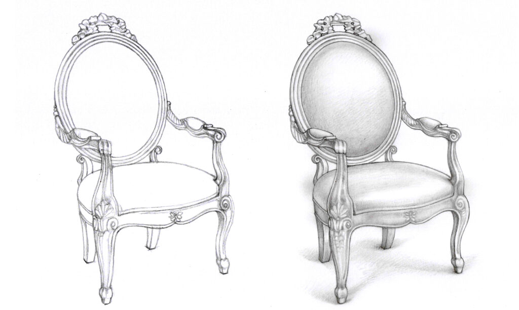 hand drawn interior furniture sketches service - 