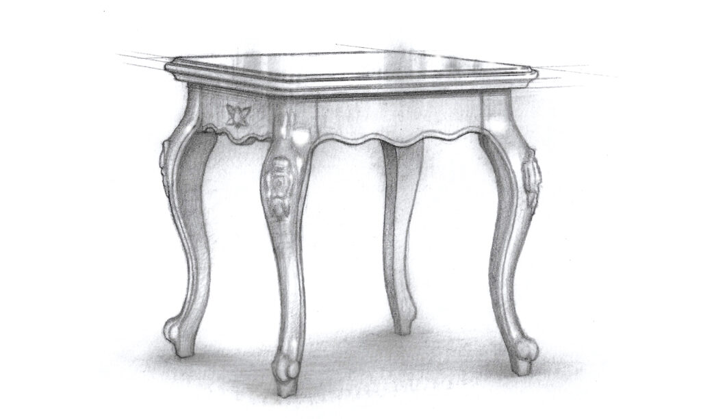 hand drawn interior furniture sketches service - table