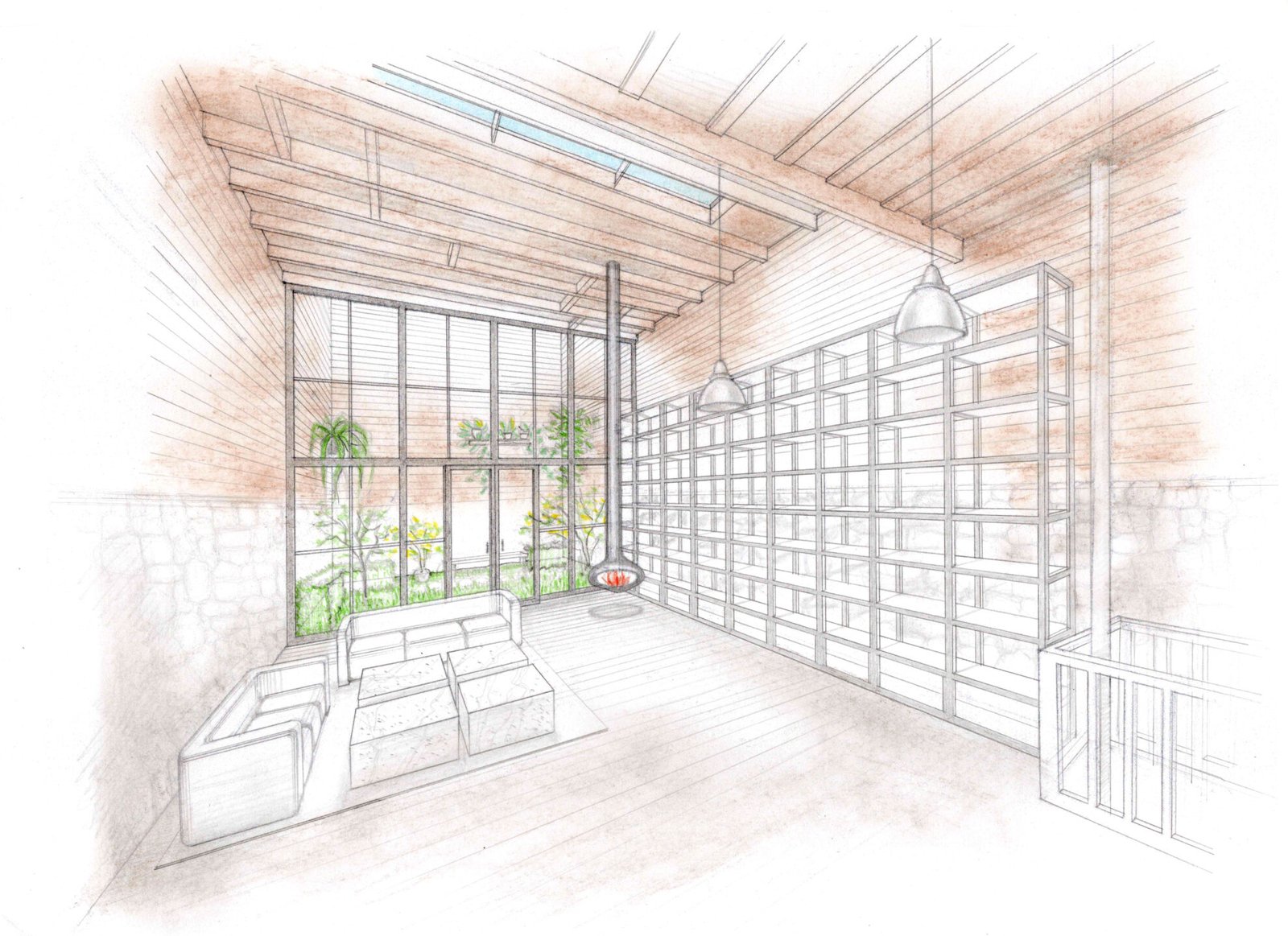 Interior design hand drawings – architectural sketches