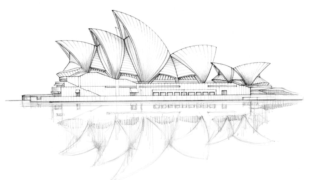 Landmarks and buildings hand-drawn illustrations - Opera house Sydney