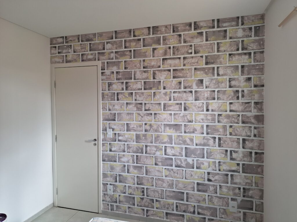 Pintura efeito tijolos em parede, em Petrolina