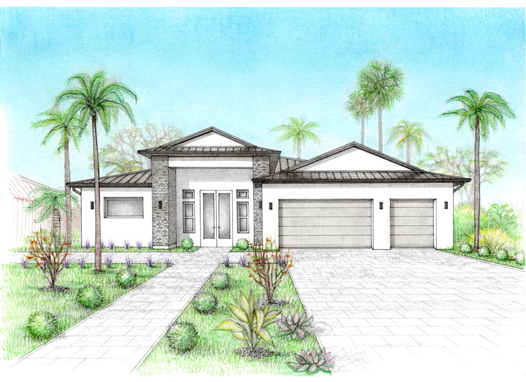 hand-drawn artistic perspective in architectural design.