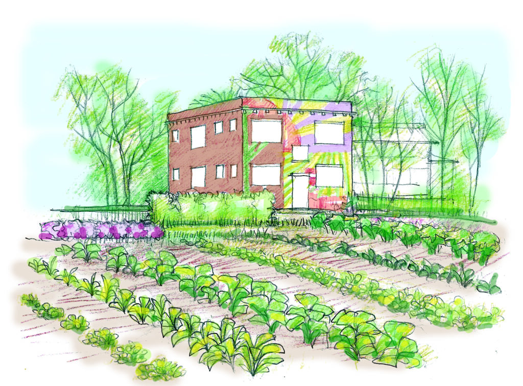 hand-drawn artistic perspective in architectural design.