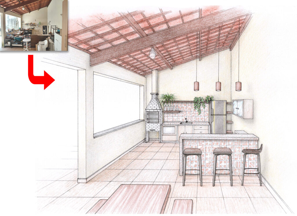 serviço de ilustração do projeto da área gourmet