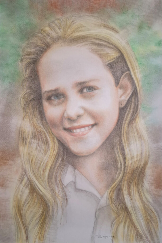 retrato de menina desenhado á mão