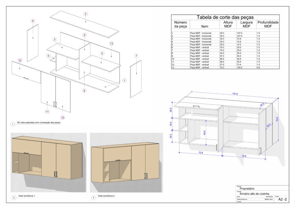 Serviço de projeto e detalhamento de móveis planejados